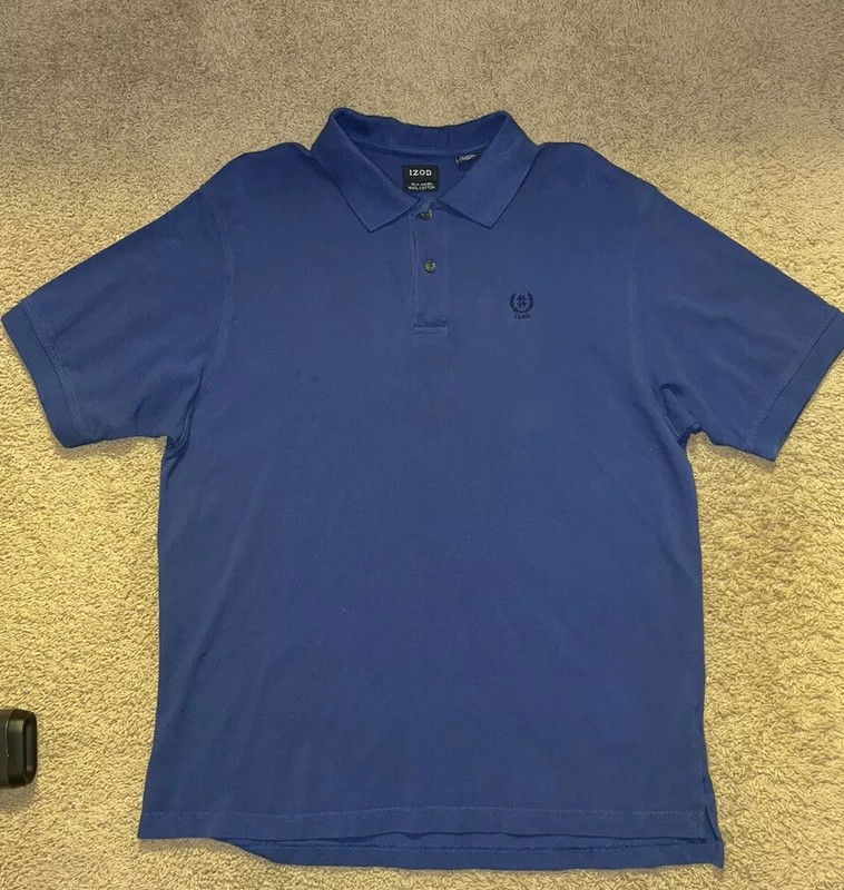 Mens IZOD Blue Polo Style Short Sleeved Shirt Size XL
