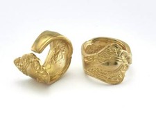 Spoon Ring Flower Patterned Adjustable Ring Raw Brass 17.5mm 7US inner size 2683