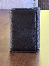 NEW Coach Men's Leather Black Tri-Fold Wallet 23845
