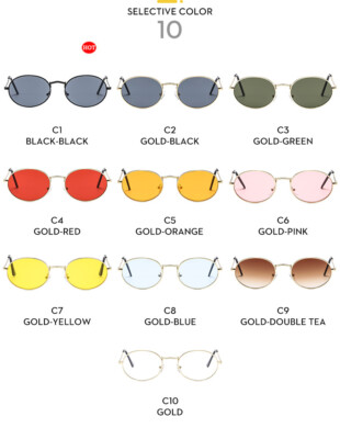 Vintage Retro Round Sunglasses Classic Mens Women Small Oval  display picture 3