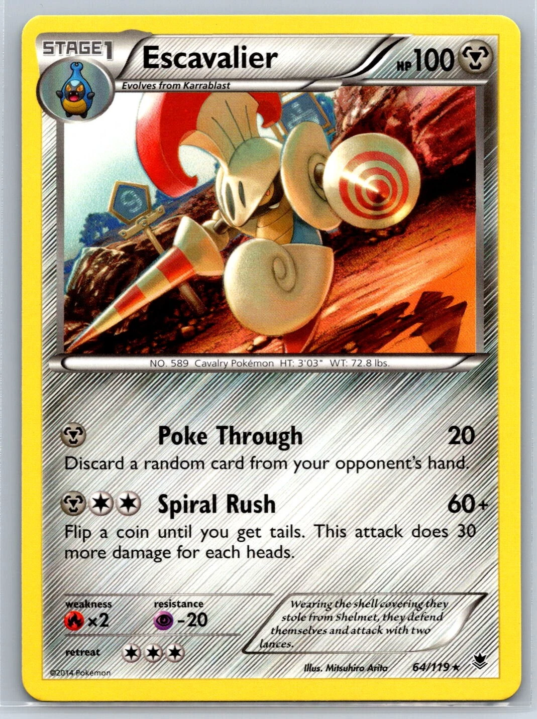 Escavalier - XY Phantom Forces 64/119 Rare Mitsuhiro Arita Pokemon Card NM