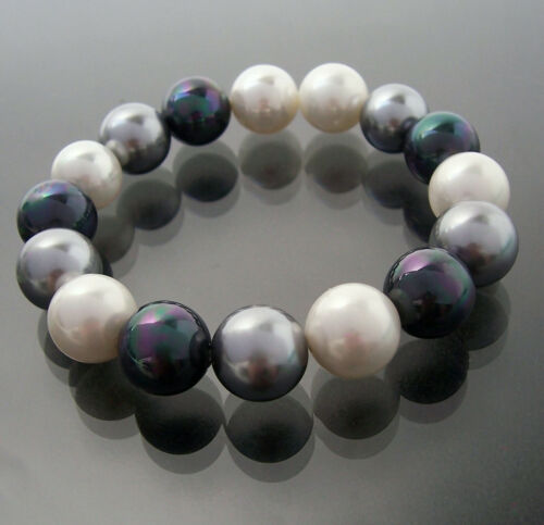 Perlenkette Perlen Armband Ohrringe Muschelkernperlen Schmuck Set Hochzeit VS7# - Bild 33 von 99