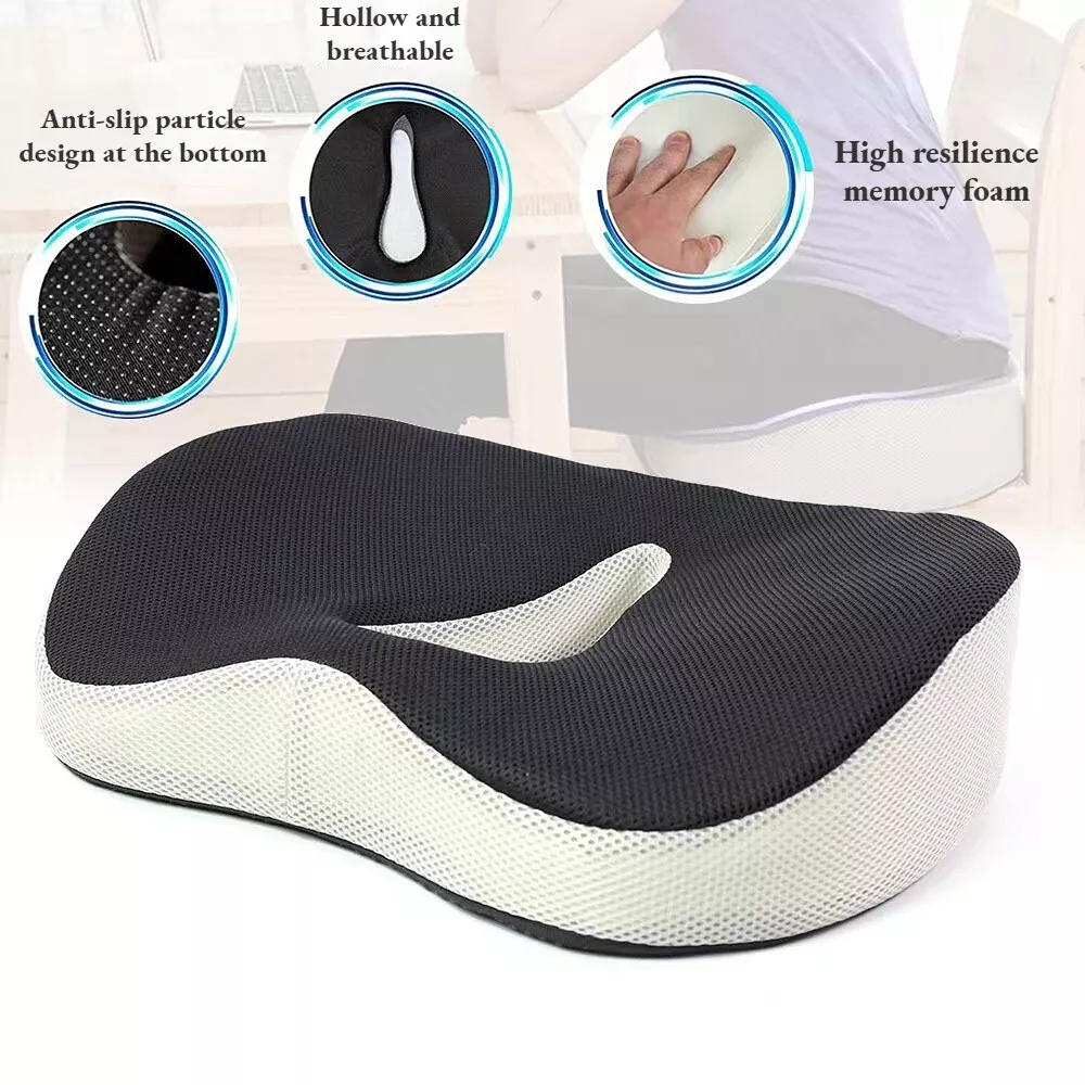 Memory Foam Seat Cushion - Chair Pillow for Sciatica, Coccyx, Back