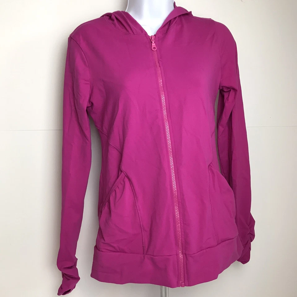 Sudadera Kos USA Cremallera Completa Atlética Rosa con Capucha Talla Mediana Para Mujer RR Foto 2 de 4