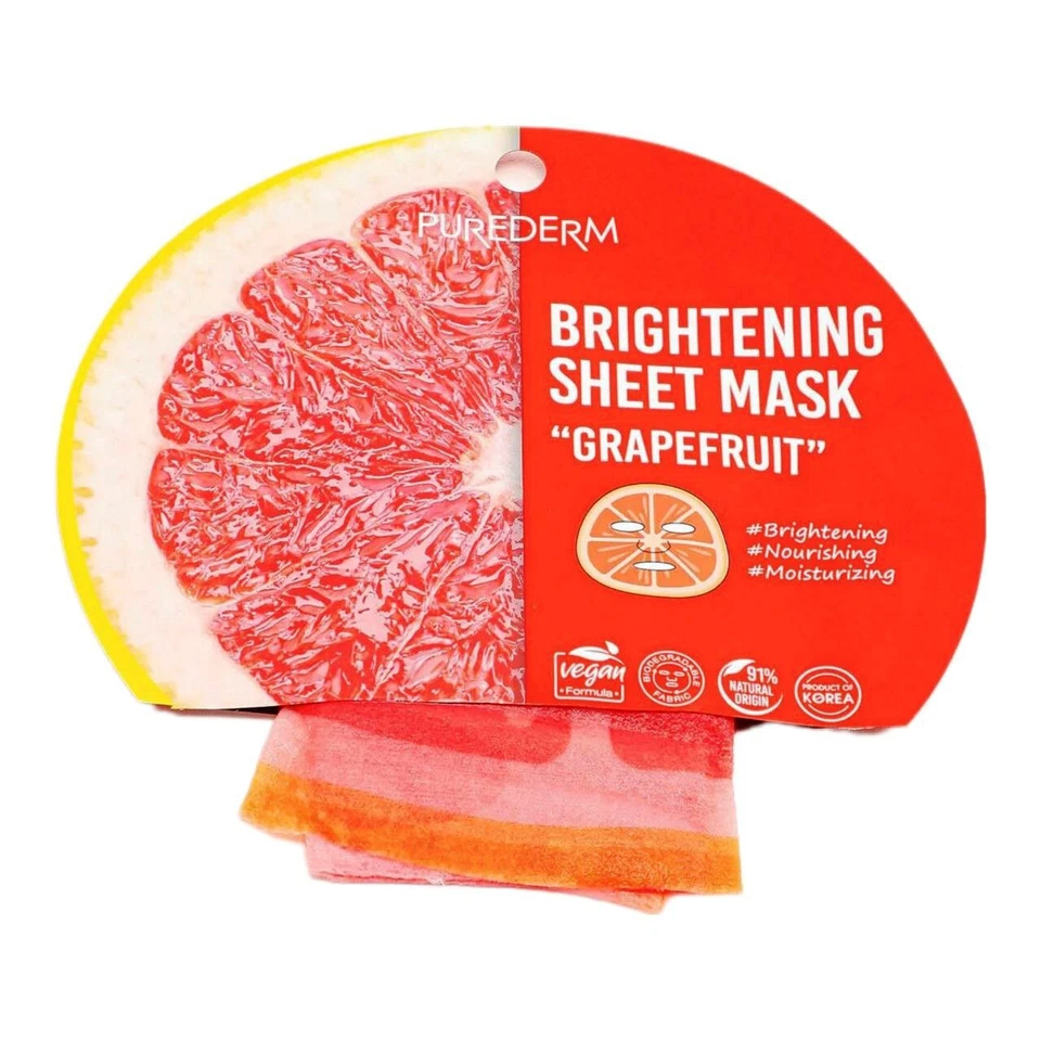 3 Packs of PUREDERM Brightening Sheet Mask Grapefruit - 1 Mask (23g) - Image 2 of 4