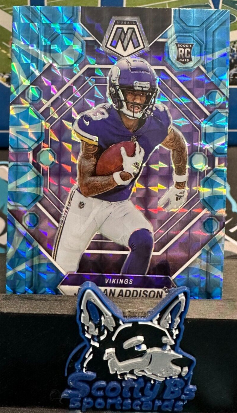 2023 Panini Mosaic - Rookies Jordan Addison #337 Reactive Blue Mosaic Prizm (RC)