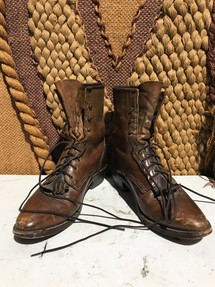 Botas Abilene South Western Packer Kiltie Cuero Botines Zapatos Talla 9M Foto 4 de 4
