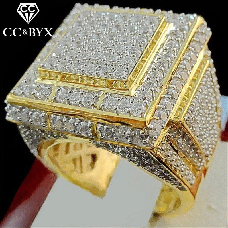 CC Rings for Men Luxury Fashion Jewelry 24K Gold Plated Ring Cubic