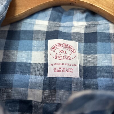 Brooks Brothers Shirt SZ XXL Blue/White Check Irish Linen | eBay