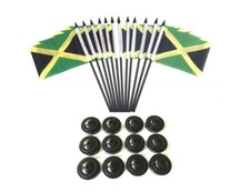 Pack of 12 4"x6" Jamaica Polyester Miniature Desk Flags and 12 Flag Bases