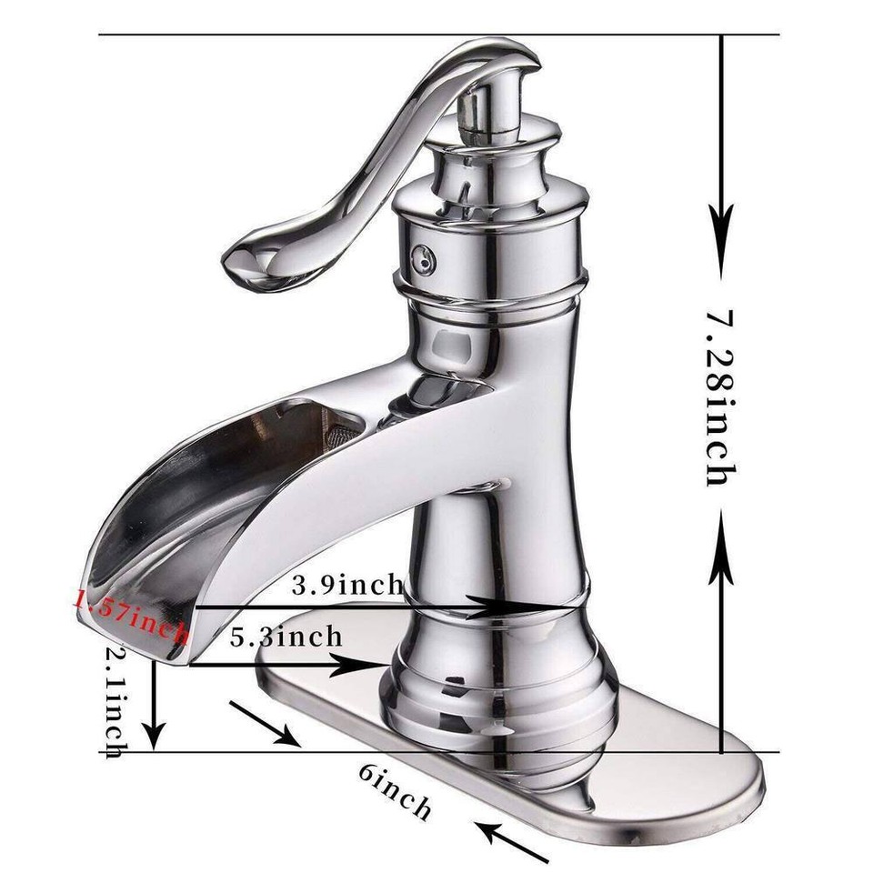 HOMEMYSTIQUE Single Hole Bathroom Faucet 7.28" Residential Brass Chrome