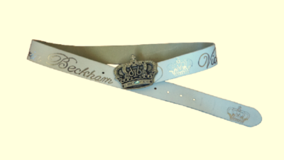 Victoria Beckham White Leather Women's Belt Crown Buckle | eBay