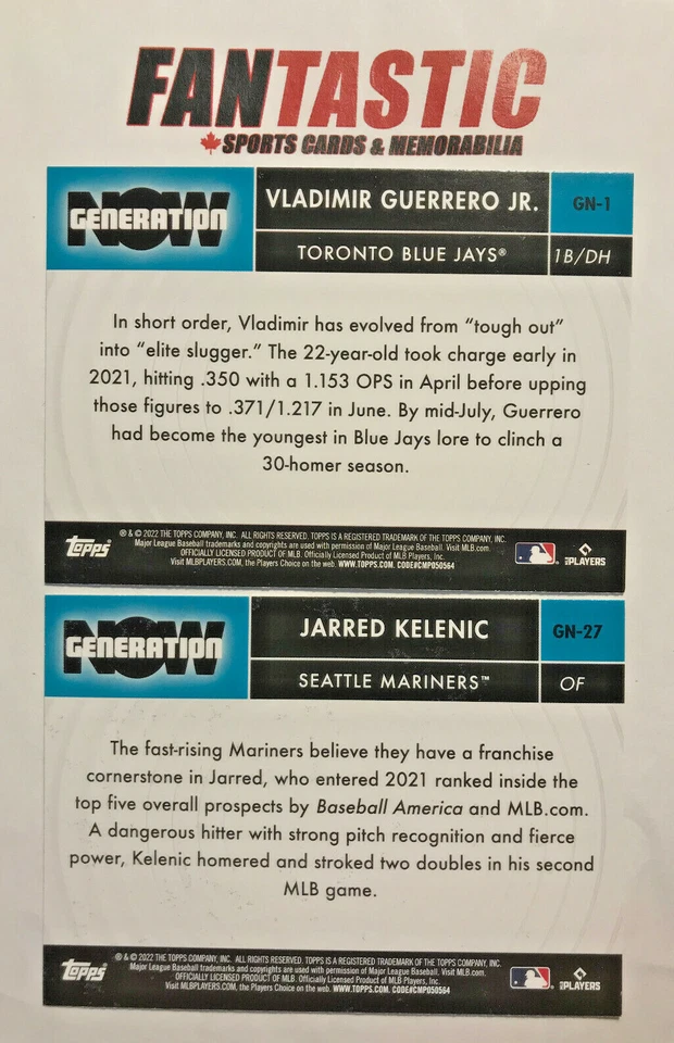 2022 Topps Series 1 & 2 & Update GENERATION NOW Insert Card YOU PICK GN-1 GN-90 - Image 2 of 2