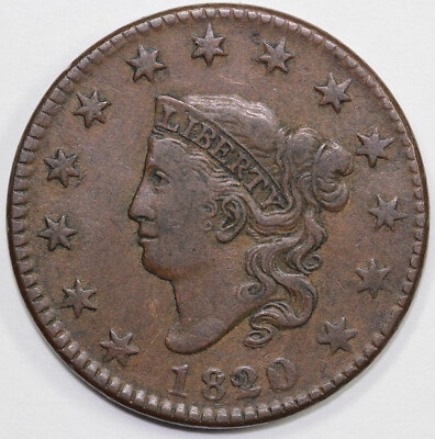 1820/19 1c N-2 Coronet or Matron Head Large Cent