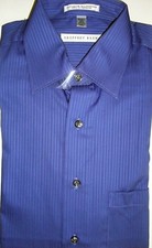 Geoffrey Beene Dress Shirt Cotton Blend Striped Blue Spread Collar Sz 14.5 32/33