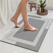 YDKGL Non Slip Bath Mat Thin Bathroom Rugs Fit Under 16" x 24  , A- Light Gray