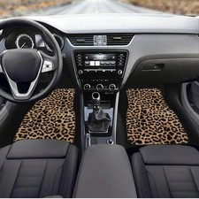 Leopard Print Car Floor Mats Set of 4 All Weather Universal Size Animal Fashion