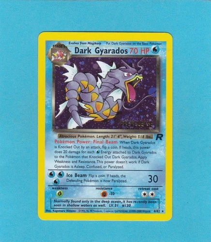 Pokemon Team Rocket Set - Dark Gyarados Holo Prerelease Promo # 8/82 NM