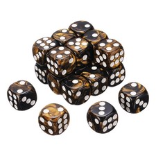 20Pcs 6 Sided Colored Standard Dice, Acrylic D6 Game Dice, Black/Gold, White