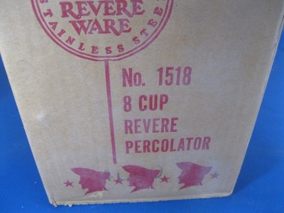 Vintage Revere 1801 8 Cup Coffee Maker No. 1518 in Original Box