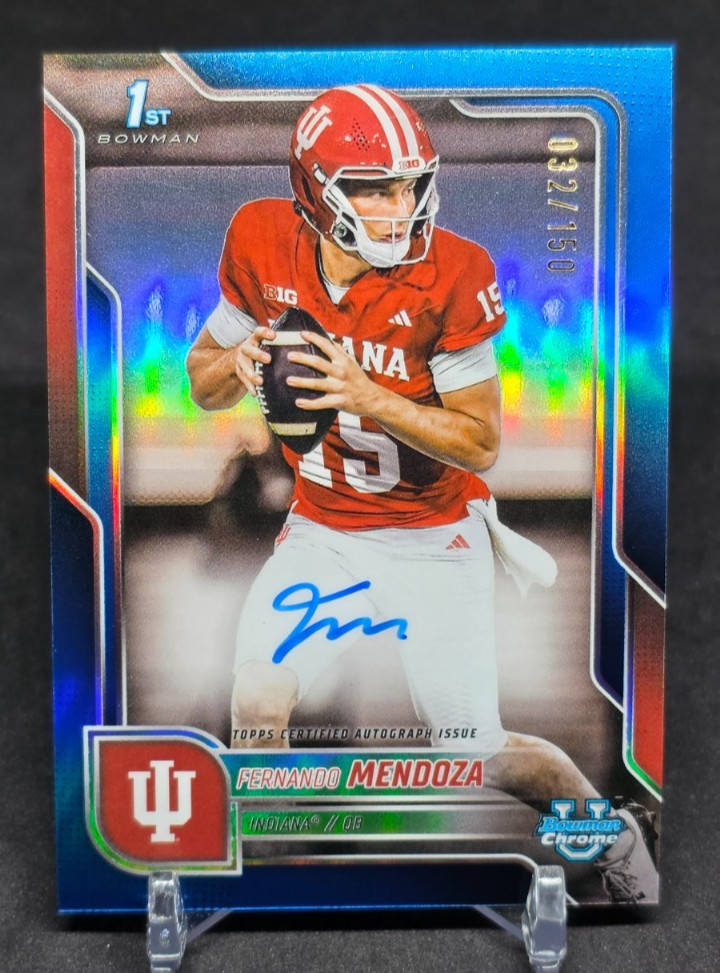 2025 Bowman Chrome University Fernando Mendoza 1st Blue Refractor Autograph /150
