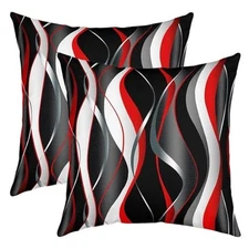 Red and Black Throw Pillow Covers 20"x20" 20" x 20" (Pack of 2) Multi 0609 03