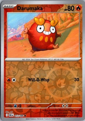 Darumaka Reverse Holo Common SV: Black Bolt 013/086 NM