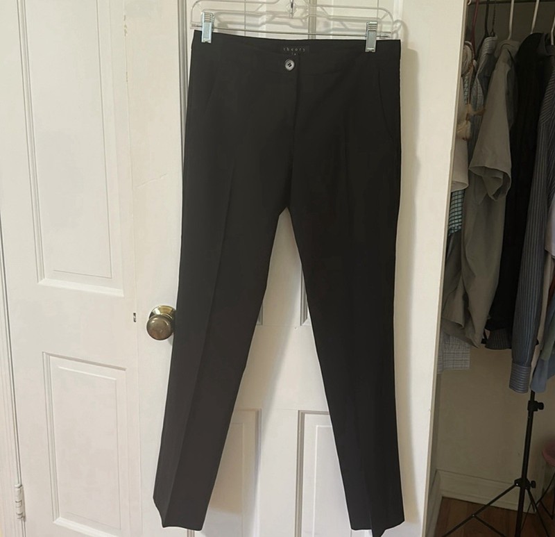 Theory Women’s Black Business Casual Pleated Dress Pants Size 2