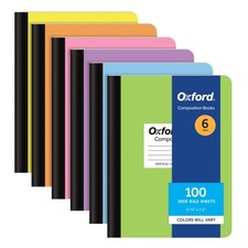 Oxford Composition Notebooks, 6 Pack, Cover Colors Vary, Wide Ruled Paper, 9-3/4