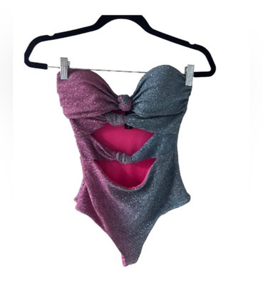 Beach Riot Sparkle Purple and Blue One Piece Swimsuit. Size S