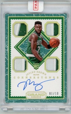2016-17 Panini Grand Reserve Jaylen Brown Cornerstones Quad Auto Patch /10 RPA