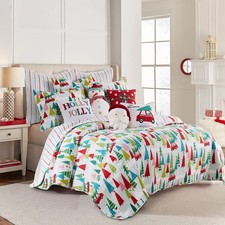 Merry  Bright Collecion - Holly Jolly Quilt - Twin - Christmas Tree - Red Gr...