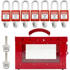 Lockout Tagout Box Kit Portable Safety Group Padlock Box with 1-7 Loto Locks ...