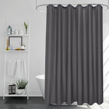 Dark Grey Extra Long Shower Curtains 210Cm Drop with Hooks, Water-Resistant Mild