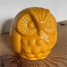 Yellow Ceramic Owl Shaped Piggy Bank 4 Inch Ceramic Money Coin Bank Decor
