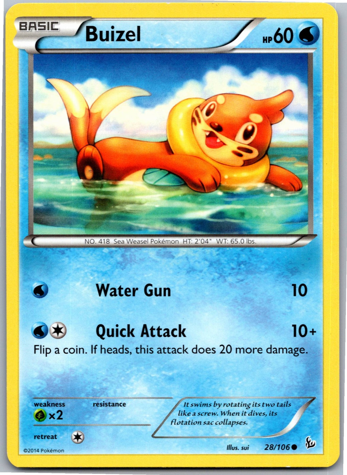 Buizel - XY - Flashfire 28/106 - Common - NM Pokémon TCG