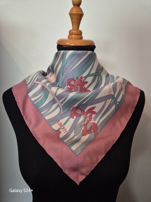LIBERTY OF LONDON 70cm Silk Square Scarf Iris Pink Blue Green