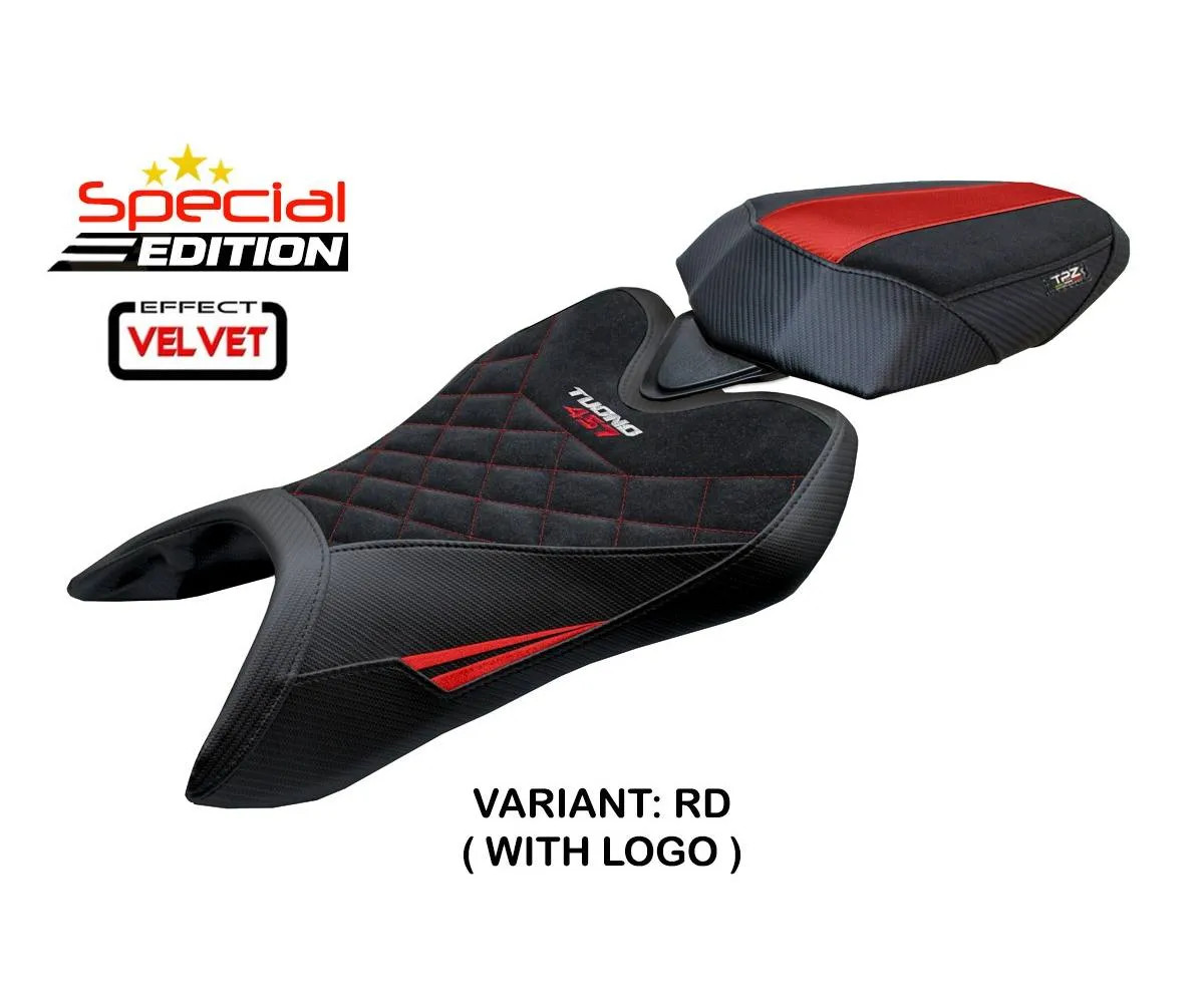 Seat cover Vignesh Velvet S.E. Red + logo Tpz comp APRILIA TUONO 457 2025 2026