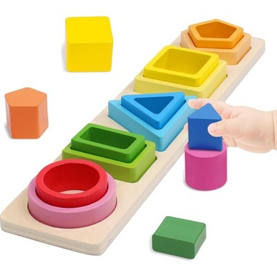 Holz Motorikspielzeug Kinder ab 1 Jahr Montessori Lernspielzeug Formen Farben...