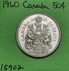 1960 Canada 🇨🇦 50 Cents Canadian Silver Half Dollar  George VI