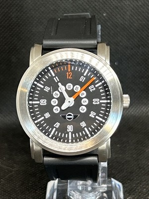 mini cooper seedomoter watch Black Dial Resin Strap New Battery Free Case