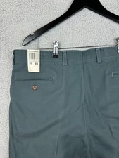 Dickies Pants Men 38x31 Green 100% Cotton Made USA Pleated Work Chino Dead Stock
