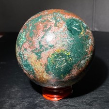 496G Rare marine jasper Crystal ball polished  ball mineral sample+Stand
