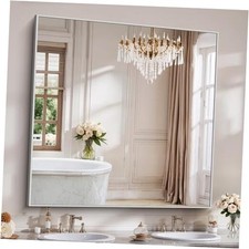 YIROMAN Bathroom Mirror 48"x48", Large Brushed Bathroom 48"L x 48"W Silver