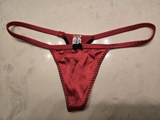 Vintage Rampage Red Satin String Thong V String Rare Suze Large