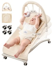 CuddoBaby Baby Bouncer with Lockable Wheels, Soft Head Cushion, Hanging Dolls...