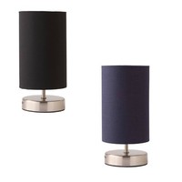 Touch Table Lamp Brushed Chrome Dimmer Dimmable Base Lampshade Bedside Light