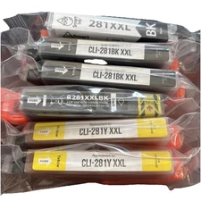 "Canon" Printer Ink Refill Cartridges  281 XXL: 4 in black; 2 in yellow - NEW