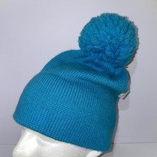 Igloos Vintage Blue Wool Knit Pom-Pom Beanie Made in USA