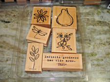 Stampin' Up! Infinite Goodness Wood Block Mounted Rubber Stamp Set 6 EUC